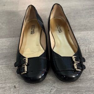 Michael Kors Black Patent Flats with Buckle Detail